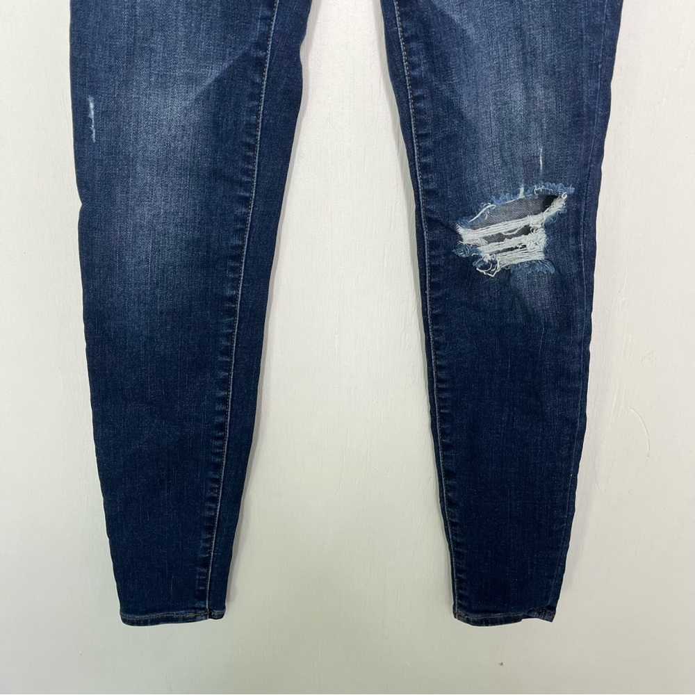 American Eagle Hi-Rise Jeggings in Dark Wash Distressed Size 0 - Picture 3 of 6